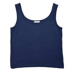 St. John Women's Blue Ribbed Knit Sleeveless Tank Top Size M Basic Casual